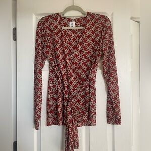 CAbi Red Top with Gold Chain Design